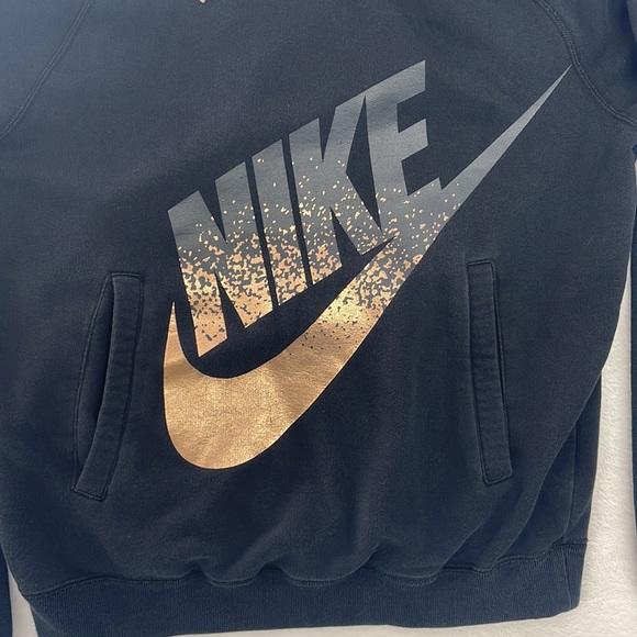 Nike Swoosh Black and Gold Cowl Neck Hoodie Womens small - Picture 3 of 8
